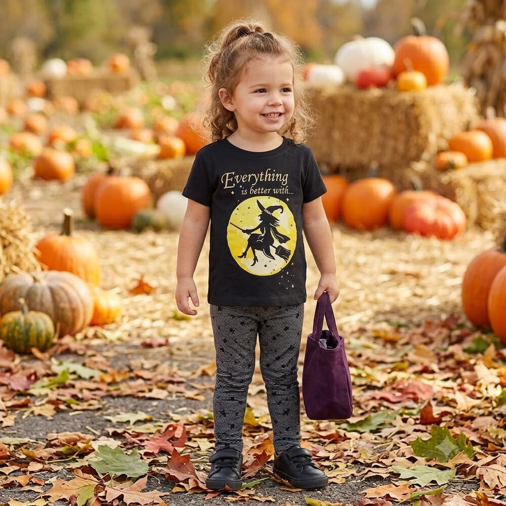 Peek Aren't You Curious Toddler Girls Halloween Witch Graphic T-Shirt 2T